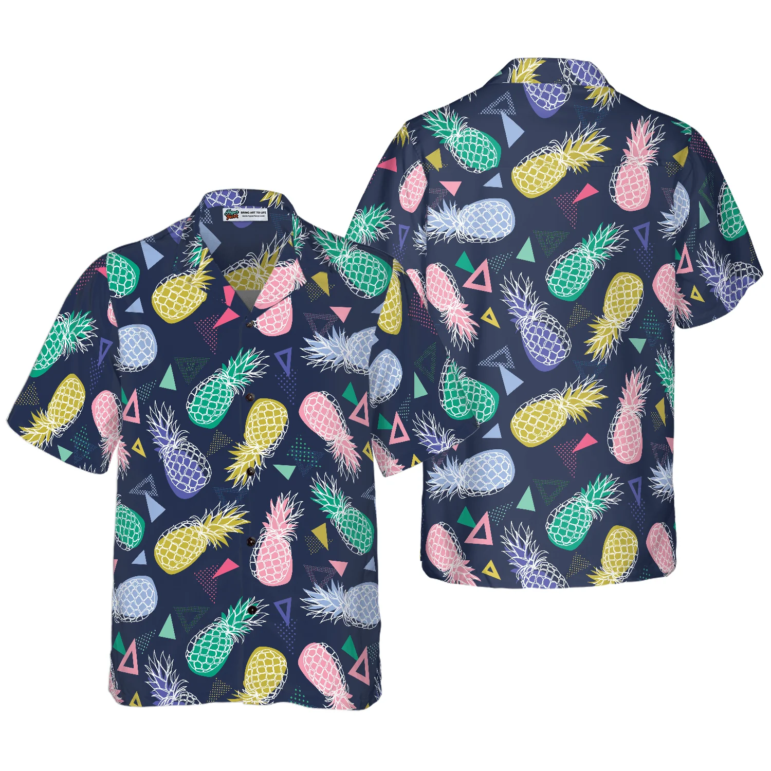 Pineapple Fruits Hawaiian Shirt, Pineapple Fruits In Memphis Style Hawaiian Shirt For Men Women, Perfect Gift For Friend, Family, Husband, Wife
