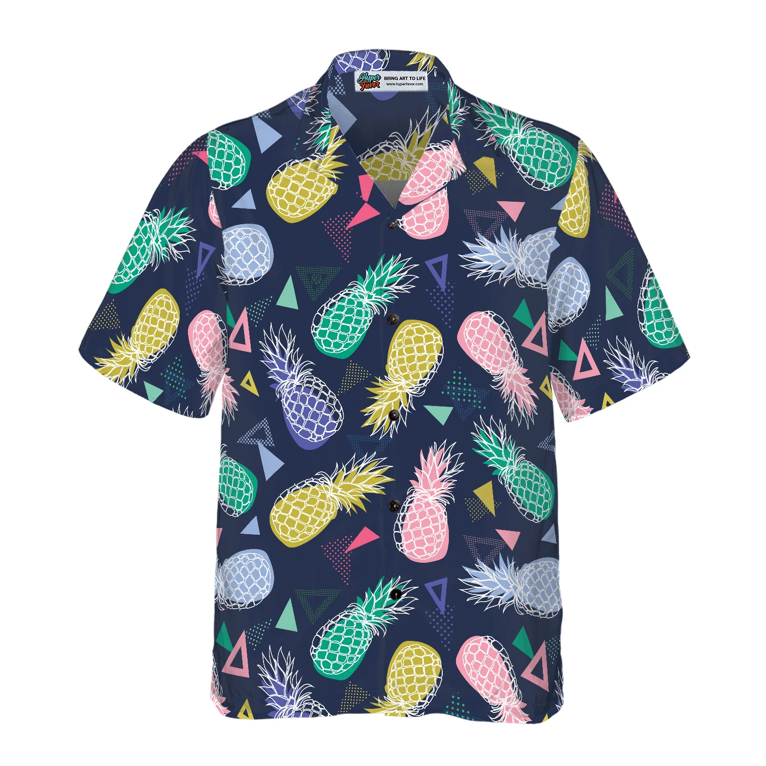 Pineapple Fruits Hawaiian Shirt, Pineapple Fruits In Memphis Style Hawaiian Shirt For Men Women, Perfect Gift For Friend, Family, Husband, Wife - Image 4