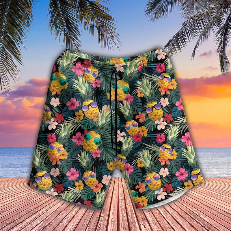 Pineapple Glasses Aloha Hawaiian Shirts For Summer, Tropical Theme Hawaiian Set Vacation Clothing For Men Women, Gift For Friend, Family, Team - Image 3