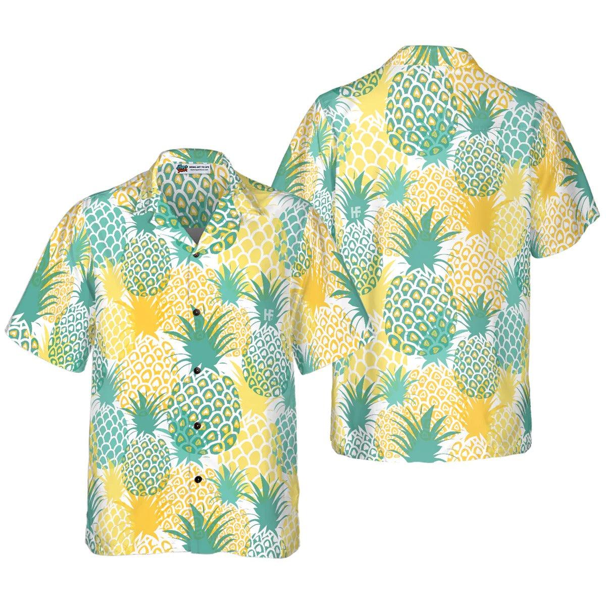 Pineapple Hawaiian Shirt, Pineapple Pattern Hawaiian Shirt, Colorful Summer Aloha Shirt For Men Women, Perfect Gift For Husband, Wife, Friend, Family