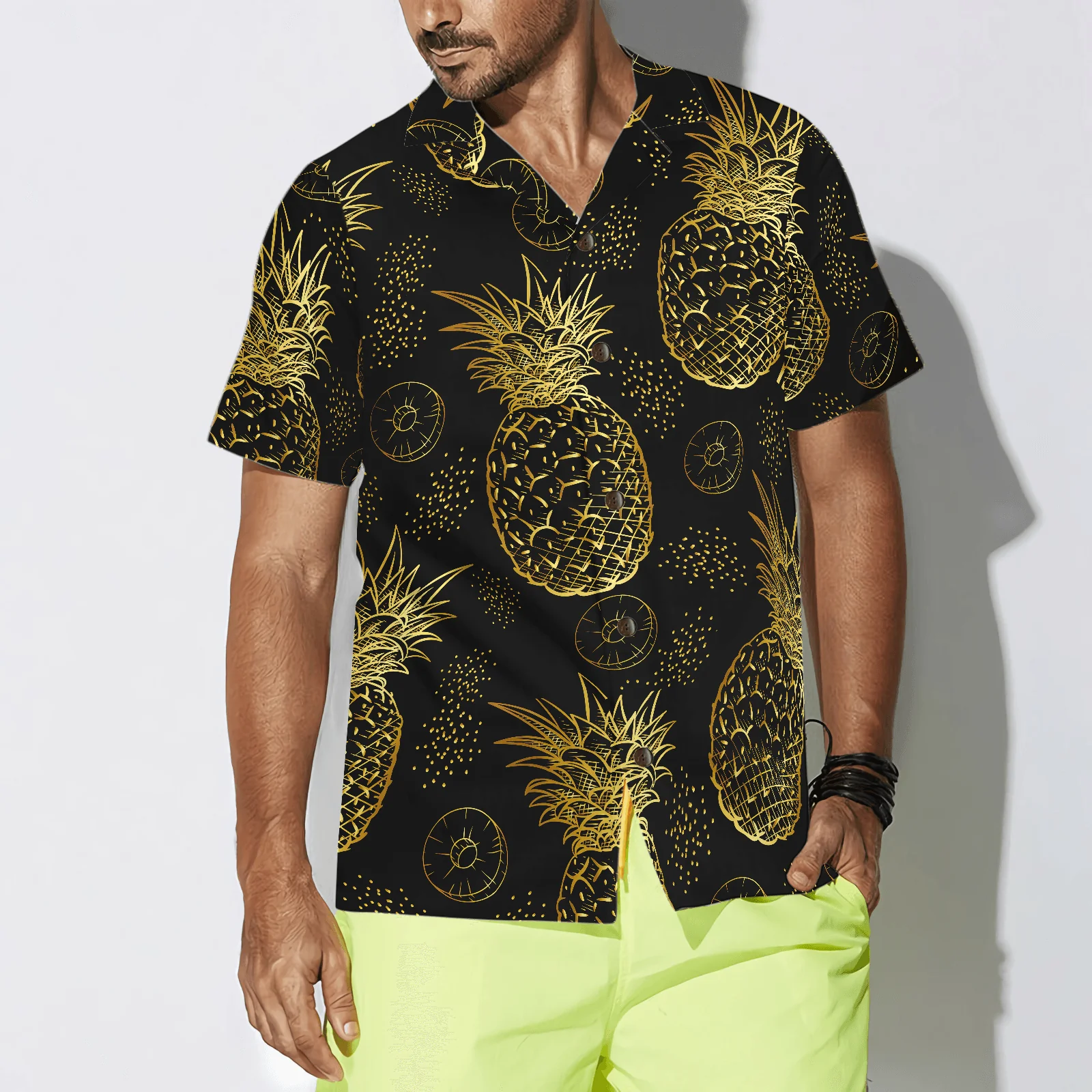 Pineapple Pattern Hawaiian Shirt, Colorful Summer Aloha Shirt For Men Women, Perfect Gift For Friend, Family, Husband, Wife, Boyfriend, Girlfriend - Image 5