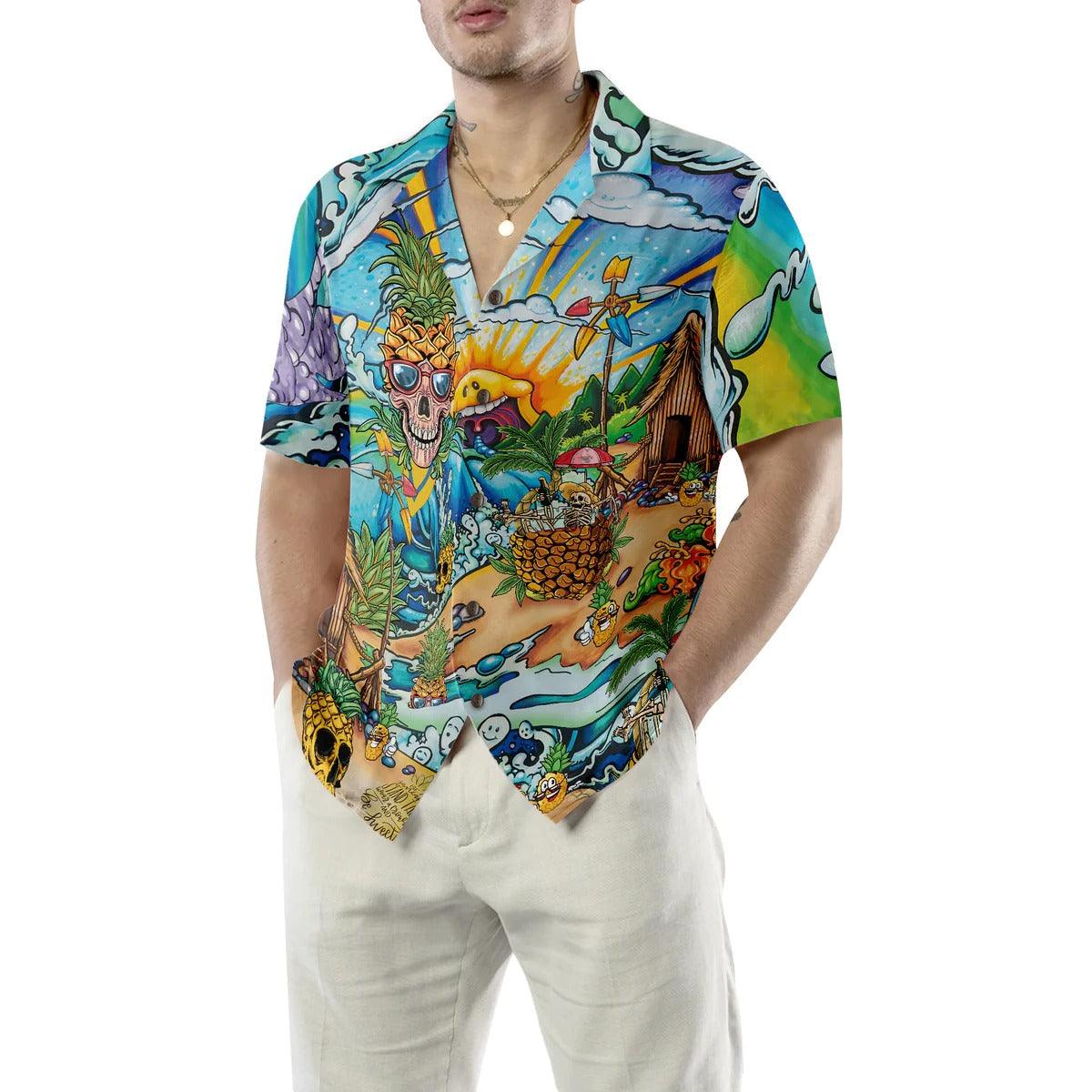 Pineapple Skull Beach Hawaiian Shirt, Pineapple Hawaiian Shirt, Colorful Summer Aloha Shirt - Perfect Gift For Men, Women, Husband, Friend, Family - Image 5