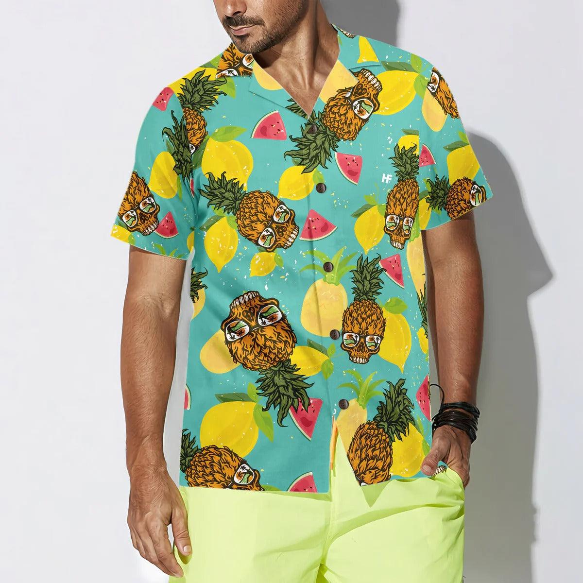 Pineapple Skull With Sunglasses Hawaiian Shirt, Pineapple Hawaiian Shirt, Skull Sunglasses Aloha Shirt - Perfect Gift For Men, Women, Friend, Family - Image 4