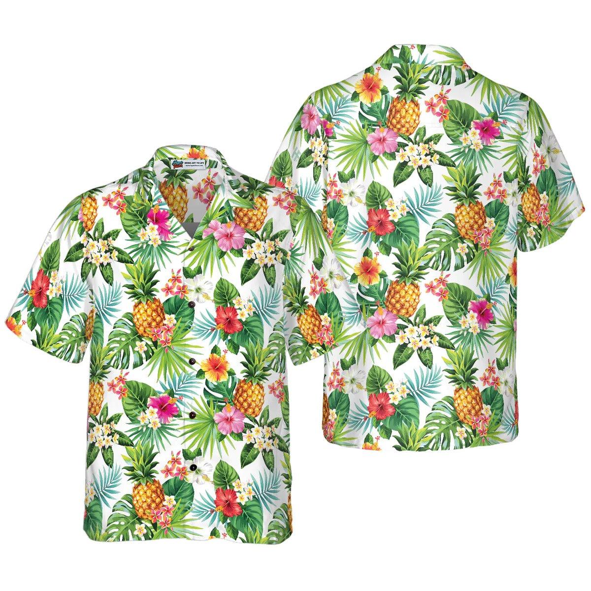 Pineapple Tropical Hawaiian Shirt, Tropical Hawaiian Shirt, Colorful Summer Aloha Shirt For Men Women, Perfect Gift For Husband, Wife, Friend, Family