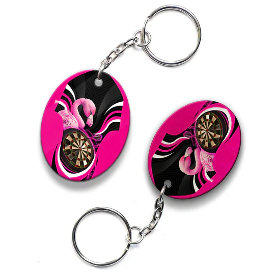 Pink Bullseye Dartboard Flamingo And Darts Acrylic Keychain - Christmas Gift For Darts Lovers, Darts Players, Family, Friends - Image 7