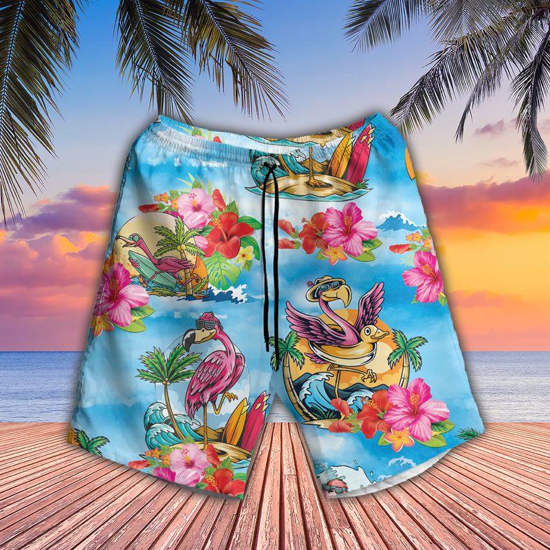 Pink Flamingo Aloha Hawaiian Shirts For Summer, Hibiscus Flower Cartoon Hawaiian Set Vacation Outfit For Men Women, Gift For Friend, Family - Image 3