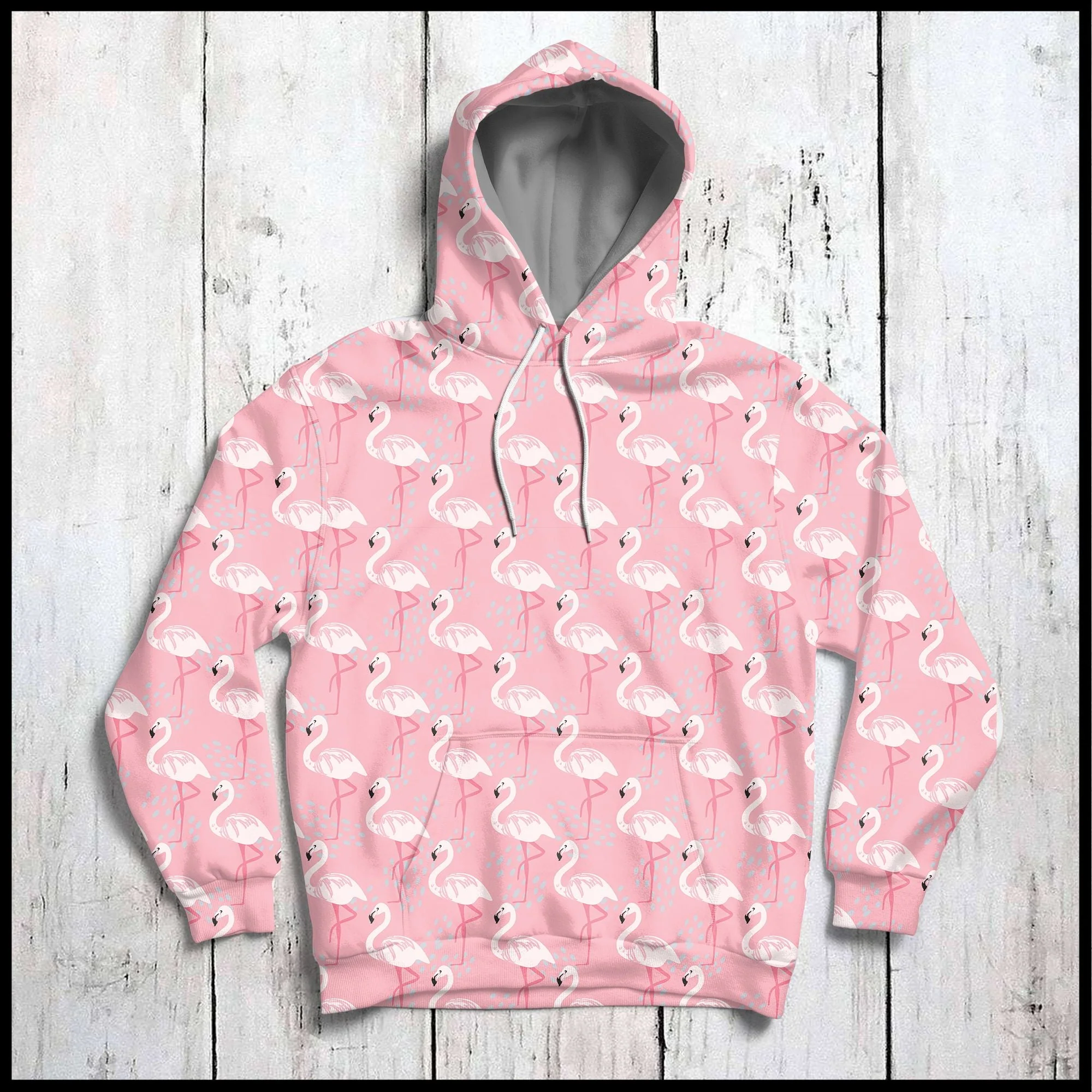 Pink Flamingos Pattern Pullover Premium Hoodie, Perfect Outfit For Men And Women On Christmas New Year Autumn Winter - Image 3
