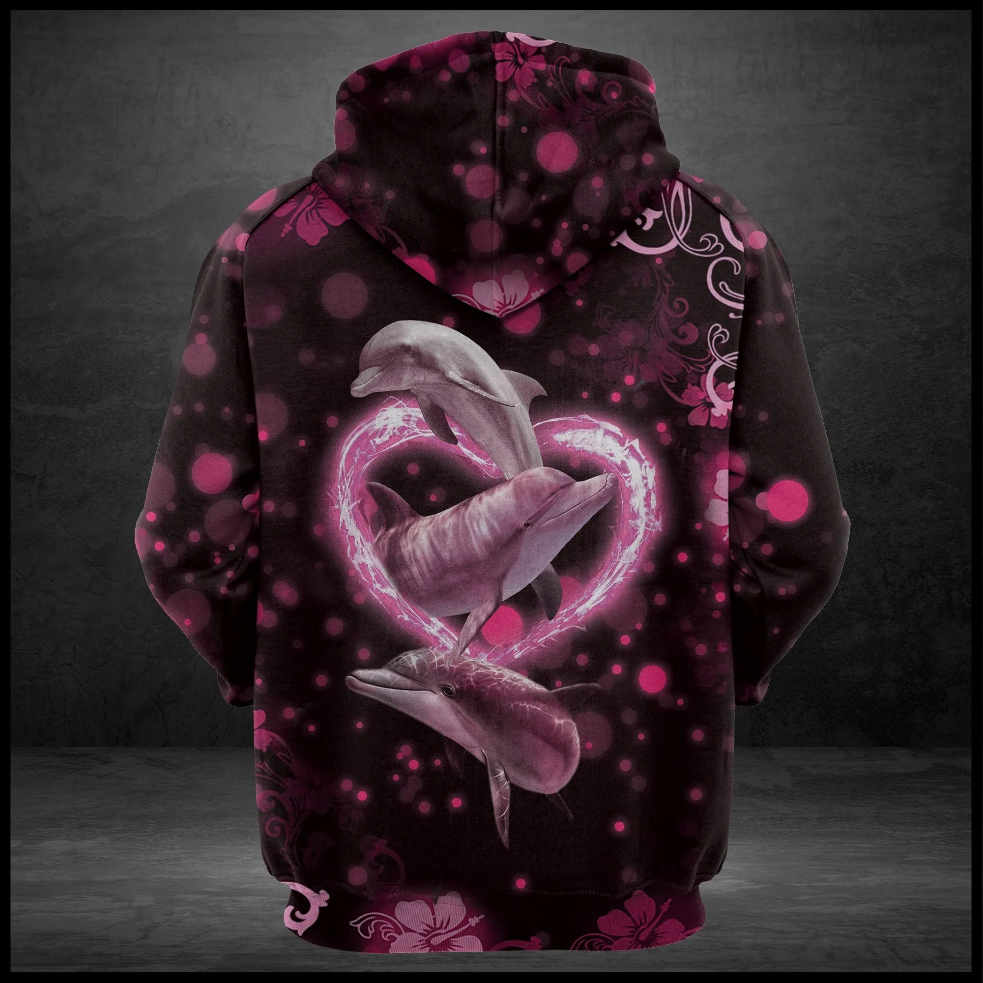 Pink Lovely Dolphin Pullover Premium Hoodie, Perfect Outfit For Men And Women On Christmas New Year Autumn Winter - Image 3