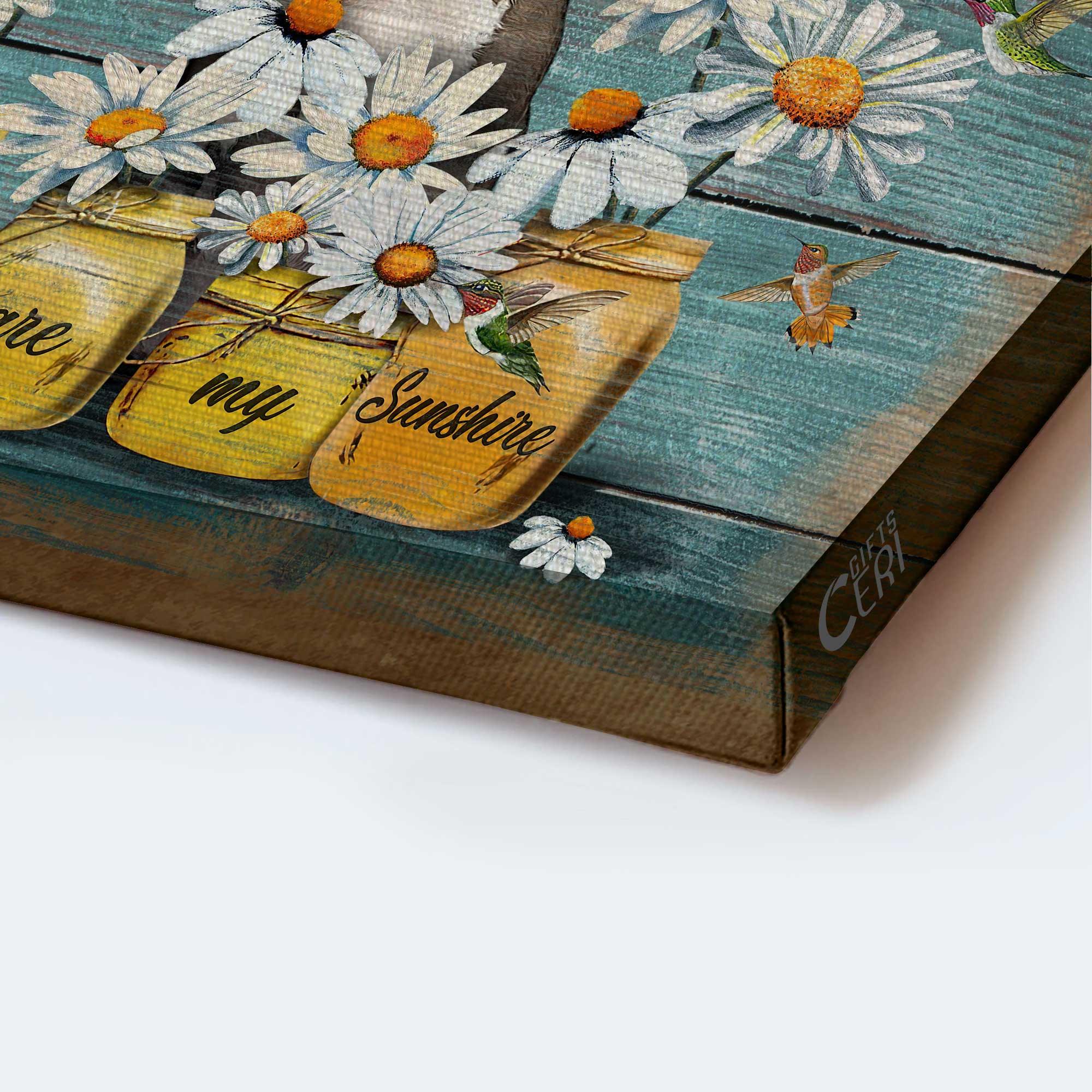 Pit Bull Premium Wrapped Landscape Canvas - Pitt Bull Painting, Daisy Flowers, Hummingbird, You Are My Sunshine - Gift For Pitt Bull Lovers - Image 4