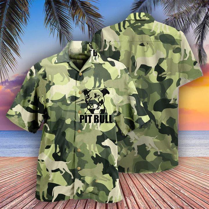 Pitbull Aloha Hawaii Shirt - Pitbull Camouflage Style Hawaiian Shirt For Summer - Perfect Gift For Dog Lovers, Friend, Family