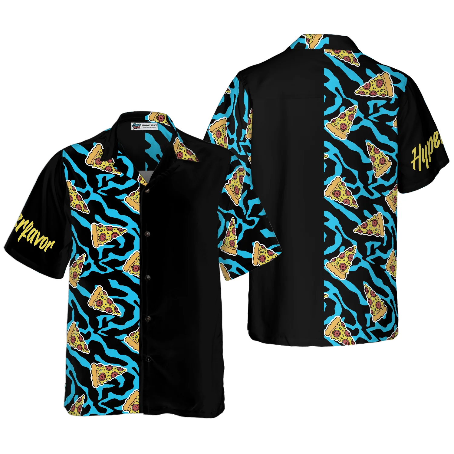 Pizza On Blue Zebra Hawaiian Shirt, Colorful Summer Aloha Shirt For Men Women, Perfect Gift For Friend, Team, Pizza Lovers