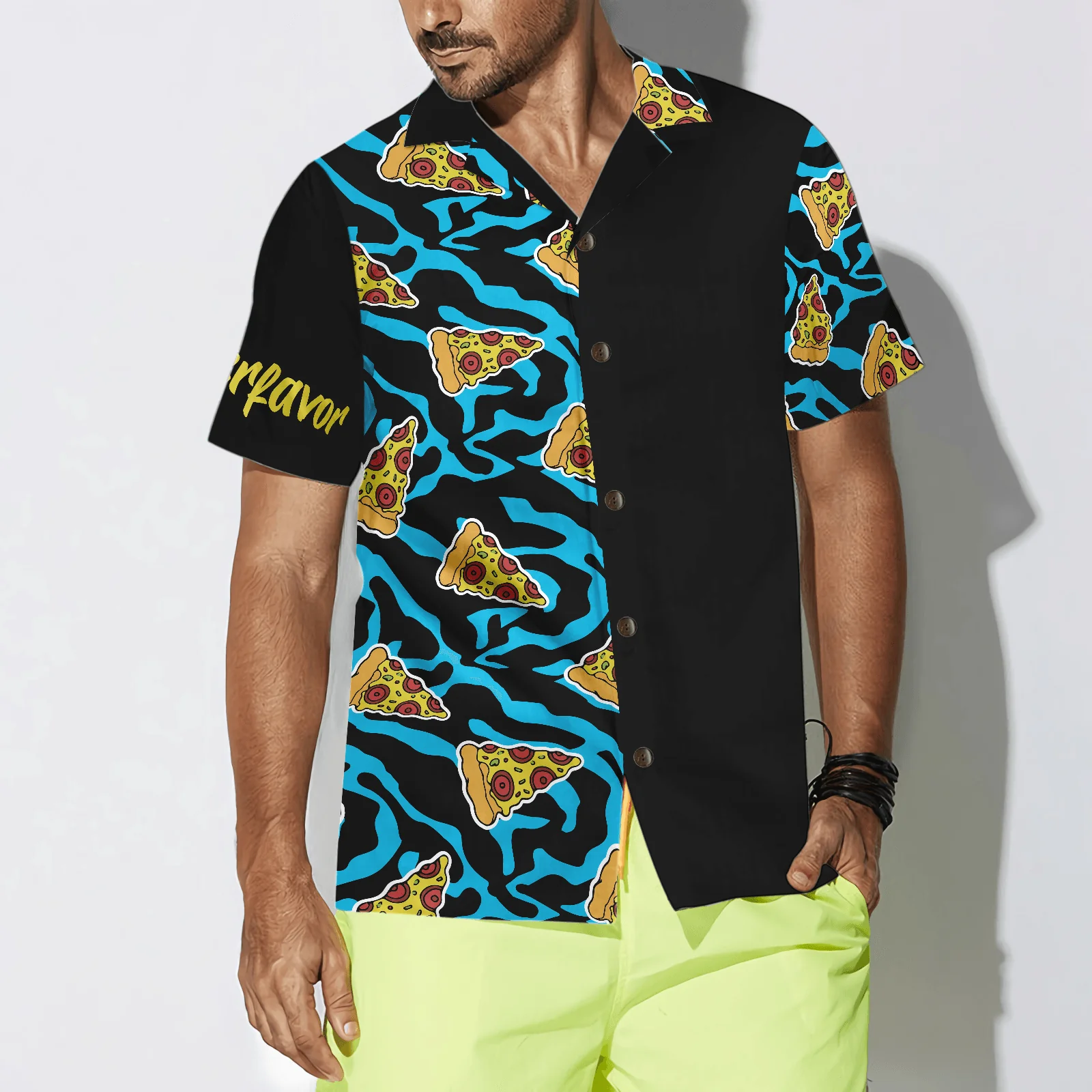 Pizza On Blue Zebra Hawaiian Shirt, Colorful Summer Aloha Shirt For Men Women, Perfect Gift For Friend, Team, Pizza Lovers - Image 3