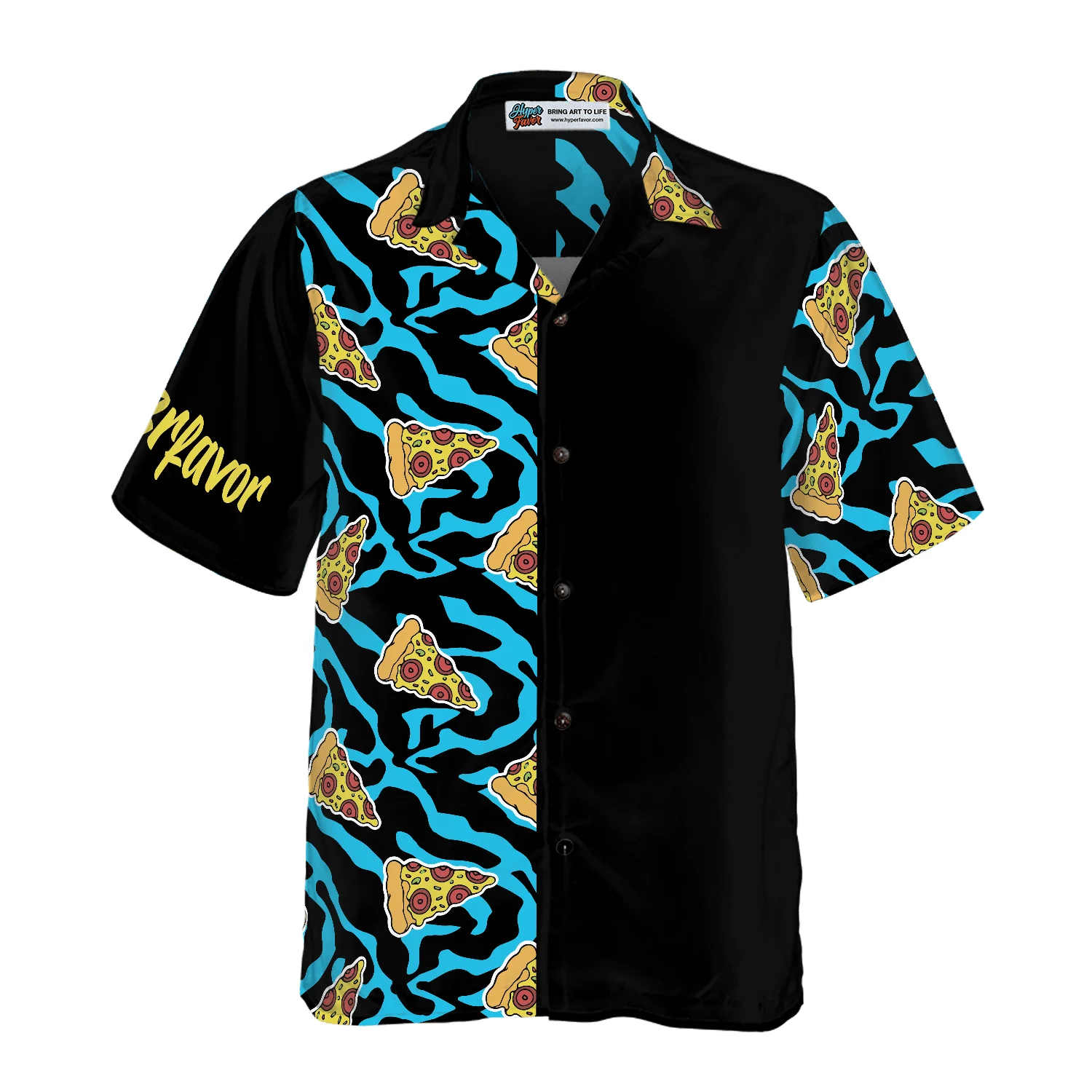Pizza On Blue Zebra Hawaiian Shirt, Colorful Summer Aloha Shirt For Men Women, Perfect Gift For Friend, Team, Pizza Lovers - Image 4