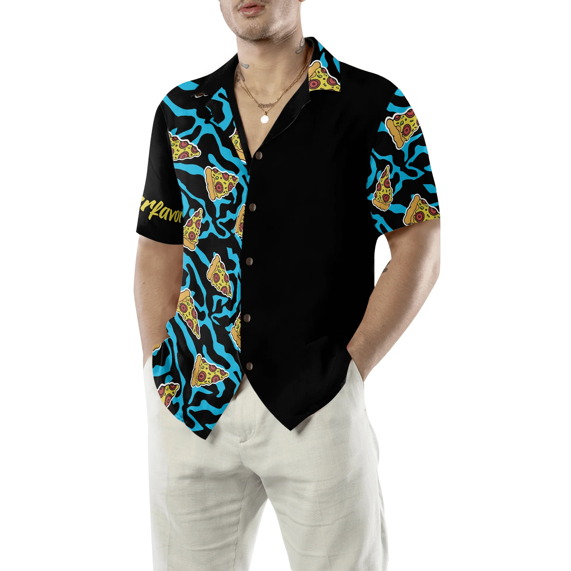 Pizza On Blue Zebra Hawaiian Shirt, Colorful Summer Aloha Shirt For Men Women, Perfect Gift For Friend, Team, Pizza Lovers - Image 5