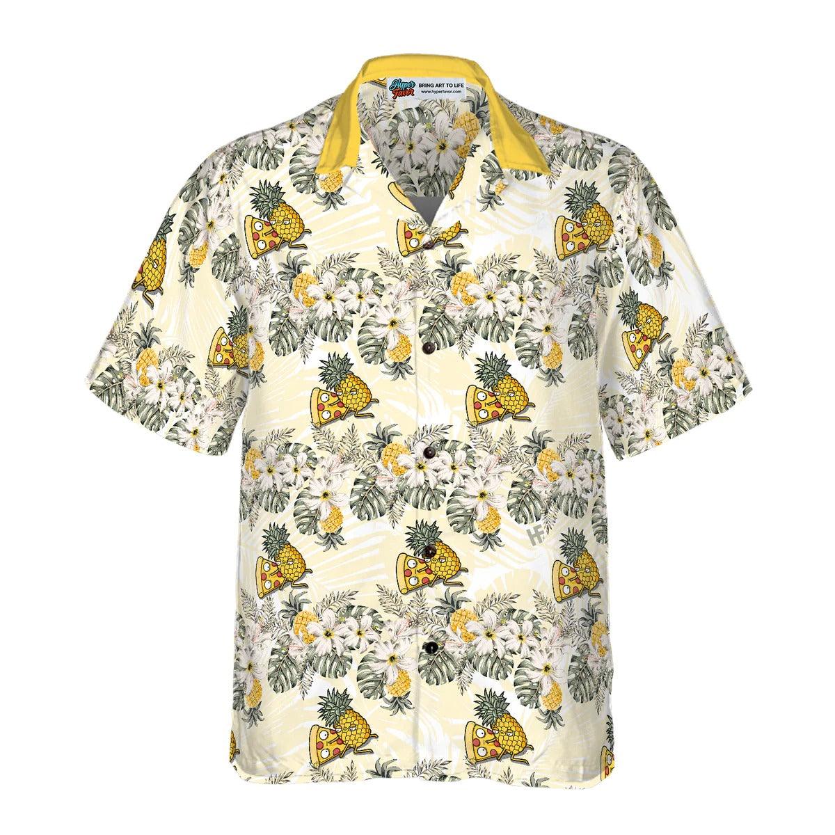 Pizza Pineapple Hawaiian Shirt, Cartoon Pizza Pineapple Hawaiian Shirt, Pineapple Aloha Shirt- Perfect Gift For Men, Women, Friend, Family - Image 2