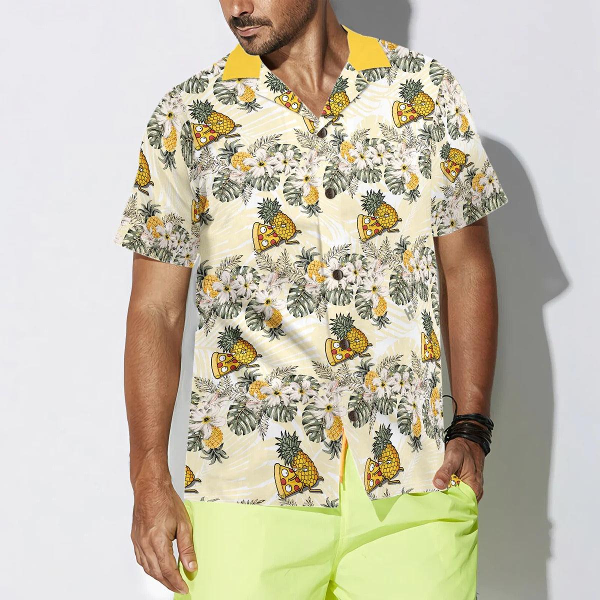 Pizza Pineapple Hawaiian Shirt, Cartoon Pizza Pineapple Hawaiian Shirt, Pineapple Aloha Shirt- Perfect Gift For Men, Women, Friend, Family - Image 4