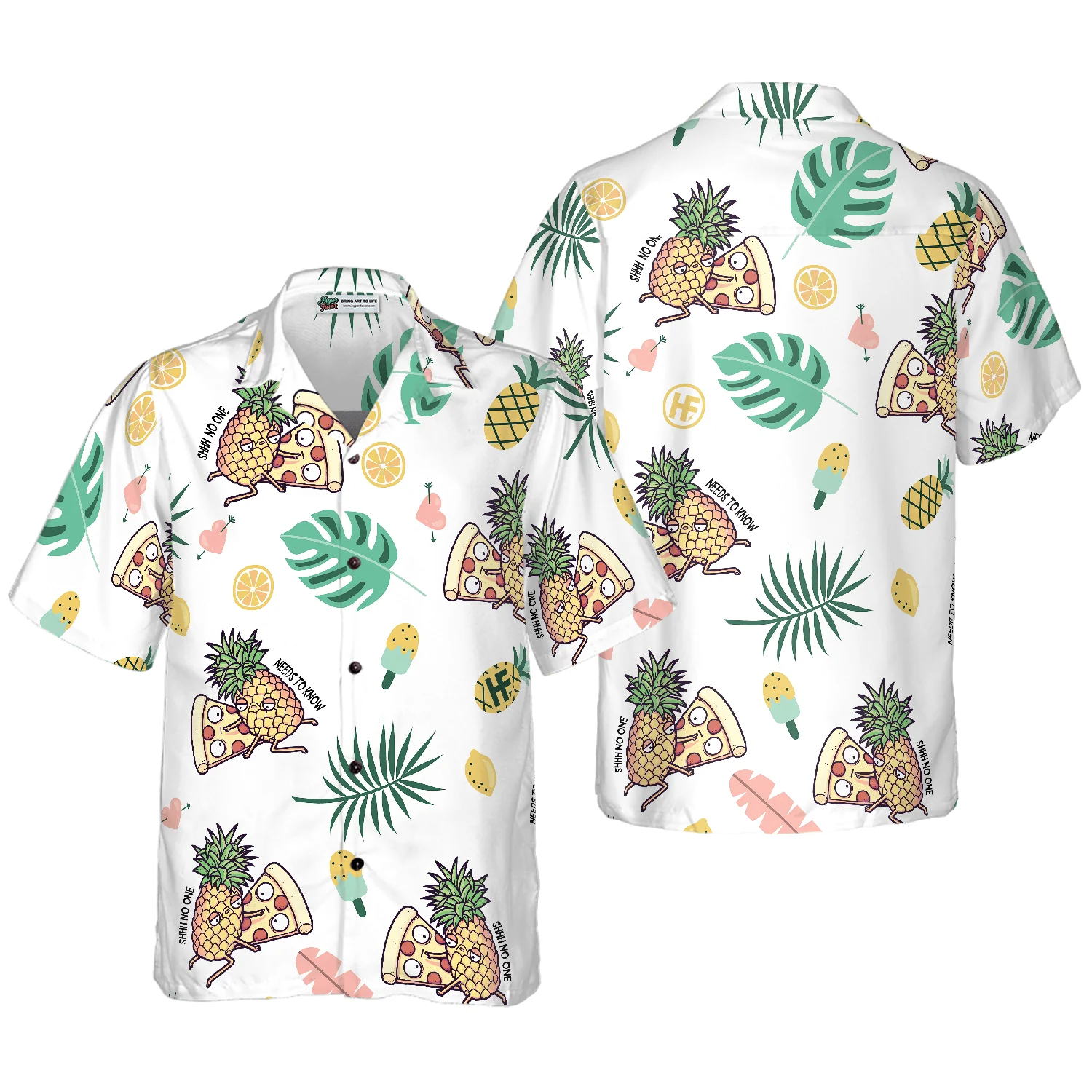 Pizza Pineapple Hawaiian Shirt, Colorful Summer Aloha Shirt For Men Women, Perfect Gift For Friend, Family, Husband, Wife, Boyfriend