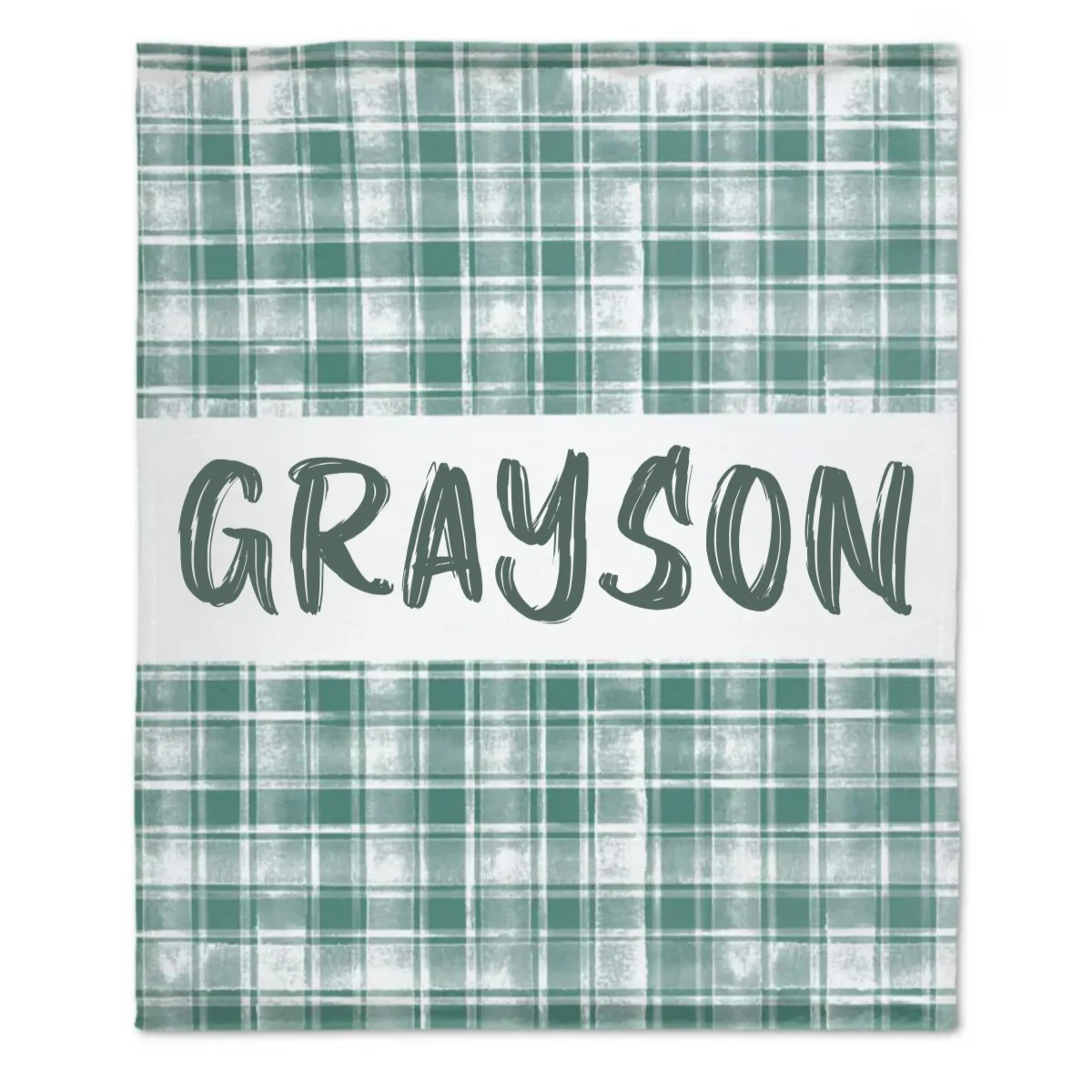 Plaid Neutral Baby Kids Blanket With Personalized Name For Baby Nursery, Son, Daughter, Granddaughter, Grandson - Image 2