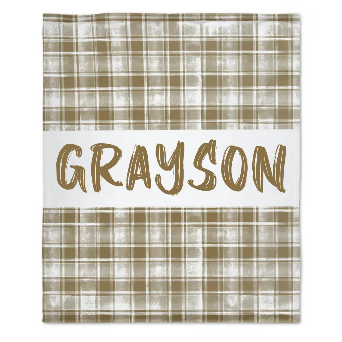 Plaid Neutral Baby Kids Blanket With Personalized Name For Baby Nursery, Son, Daughter, Granddaughter, Grandson - Image 4
