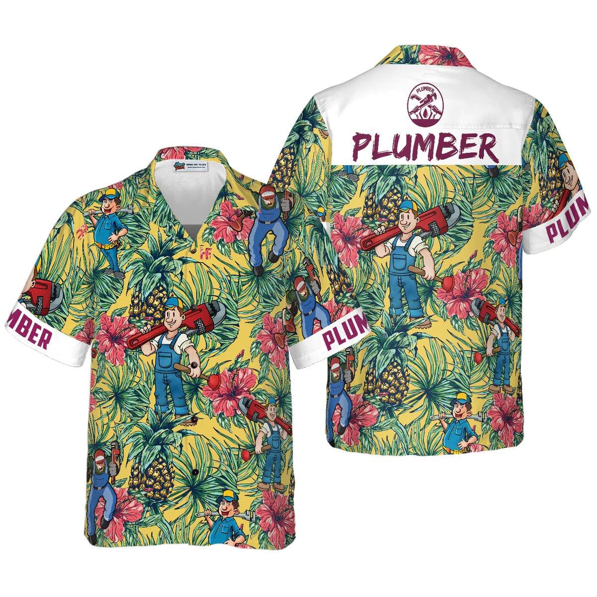 Plumber Hawaiian Shirt, Plumber Pineapple Seamless Pattern Hawaiian Shirt, Pineapple Aloha Shirt - Perfect Gift For Men & Women, Friend, Family
