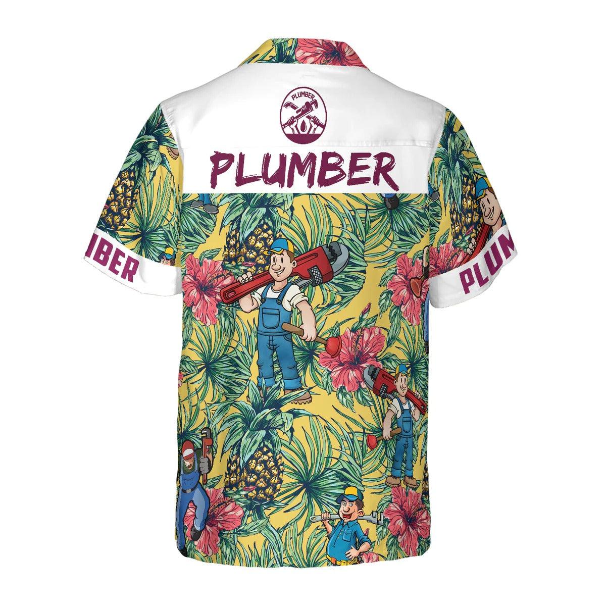 Plumber Hawaiian Shirt, Plumber Pineapple Seamless Pattern Hawaiian Shirt, Pineapple Aloha Shirt - Perfect Gift For Men & Women, Friend, Family - Image 3