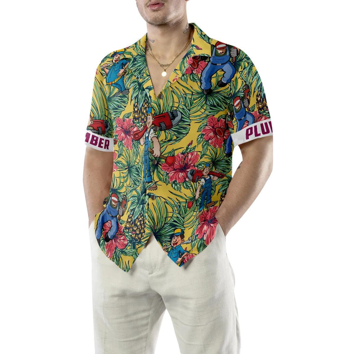 Plumber Hawaiian Shirt, Plumber Pineapple Seamless Pattern Hawaiian Shirt, Pineapple Aloha Shirt - Perfect Gift For Men & Women, Friend, Family - Image 5