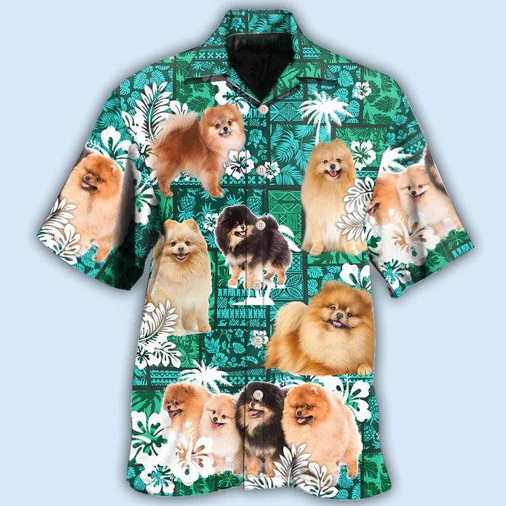 Pomeranian Aloha Hawaii Shirt - Green Tropical Dog Lover Hawaiian Shirt For Summer - Perfect Gift For Dog Lovers, Friend, Family - Image 2