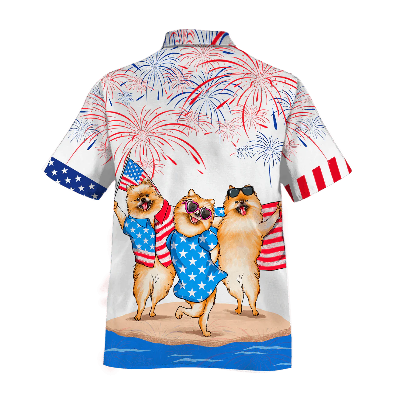 Pomeranian Independence Day Aloha Hawaiian Shirts For Summer, Dog Fourth Of July Apparel Aloha Hawaiian Shirt For Men Women, Gift For Dog Lovers - Image 2