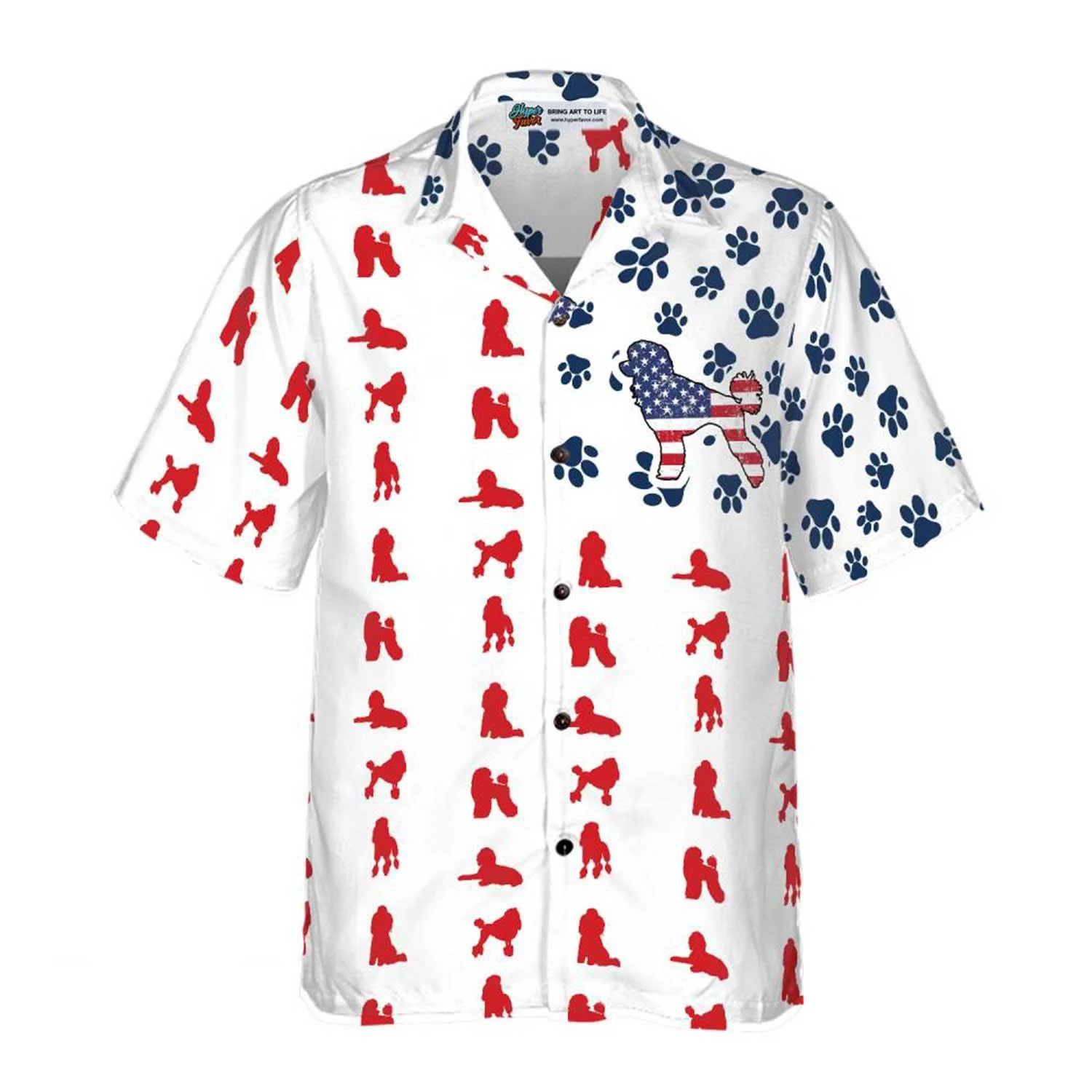 Poodle Aloha Hawaiian Shirts For Summer, Poodles American Flag Hawaiian Shirt For Men Women, Gift For Dog Lovers, 4th Of July Party, Independence Day - Image 2