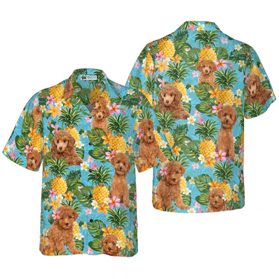 Poodle Hawaiian Shirt, Pineapple Poodle Lover Aloha Shirt For Men - Perfect Gift For Poodle Lovers, Husband, Boyfriend, Friend, Family