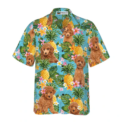 Poodle Hawaiian Shirt, Pineapple Poodle Lover Aloha Shirt For Men - Perfect Gift For Poodle Lovers, Husband, Boyfriend, Friend, Family - Image 2