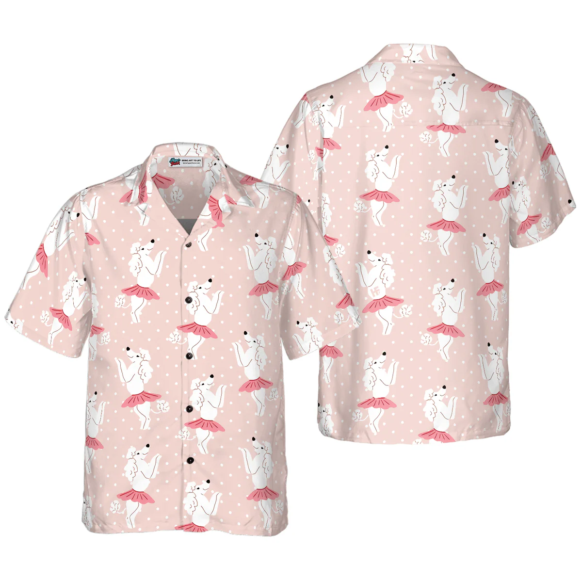 Poodle Hawaiian Shirt, Poodle Dog In Cute Pallet Skirt Dancing Aloha Shirt For Men - Perfect Gift For Poodle Lover, Husband, Boyfriend, Friend, Family