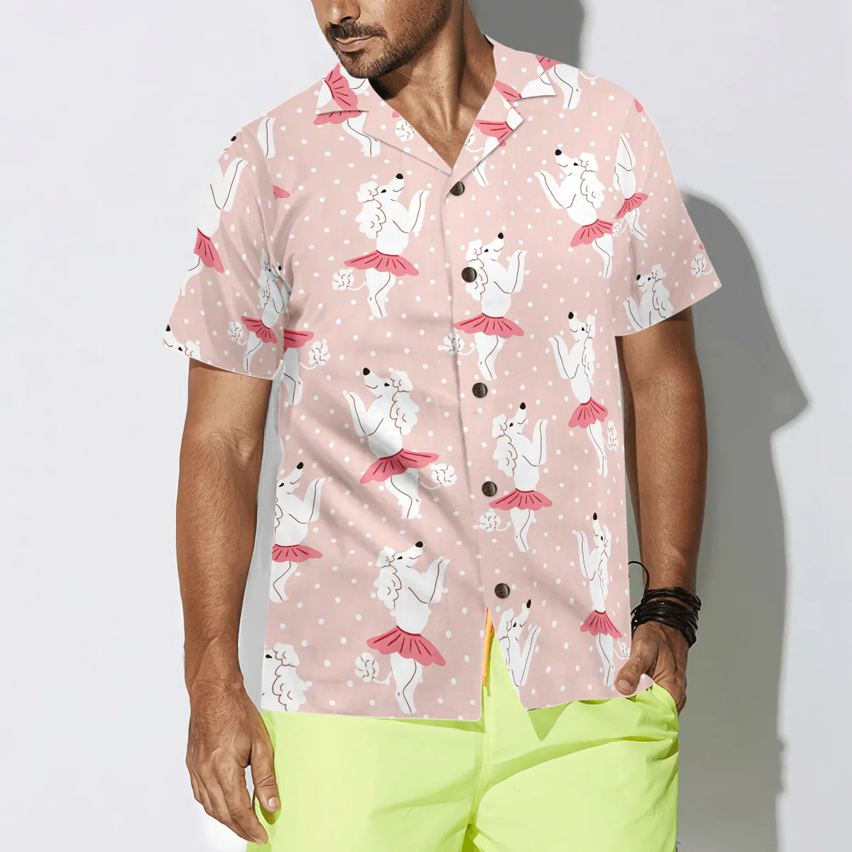 Poodle Hawaiian Shirt, Poodle Dog In Cute Pallet Skirt Dancing Aloha Shirt For Men - Perfect Gift For Poodle Lover, Husband, Boyfriend, Friend, Family - Image 4
