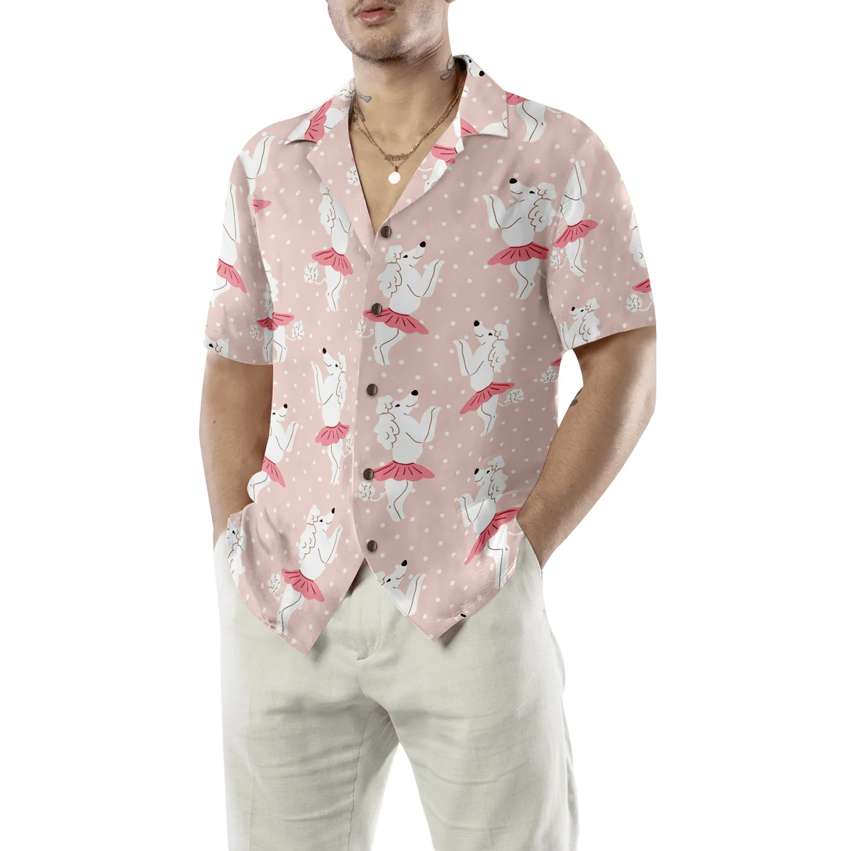 Poodle Hawaiian Shirt, Poodle Dog In Cute Pallet Skirt Dancing Aloha Shirt For Men - Perfect Gift For Poodle Lover, Husband, Boyfriend, Friend, Family - Image 5