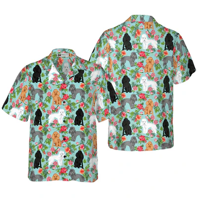 Poodle Hawaiian Shirt, Tropical Flowers Aloha Shirt For Men - Perfect Gift For Poodle Lovers, Husband, Boyfriend, Friend, Family