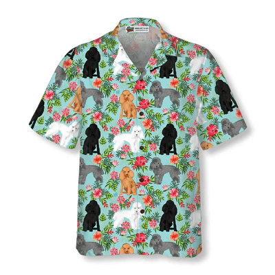 Poodle Hawaiian Shirt, Tropical Flowers Aloha Shirt For Men - Perfect Gift For Poodle Lovers, Husband, Boyfriend, Friend, Family - Image 2