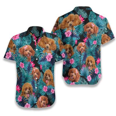 Poodle Hawaiian Shirt, Tropical Flowers Poodle Aloha Shirt For Men - Perfect Gift For Poodle Lovers, Husband, Boyfriend, Friend, Family