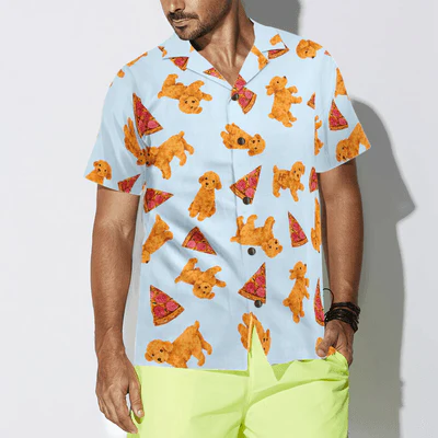 Poodles Hawaiian Shirt, Pizza And Cute Poodles Aloha Shirt For Men - Perfect Gift For Poodle Lovers, Husband, Boyfriend, Friend, Family - Image 4