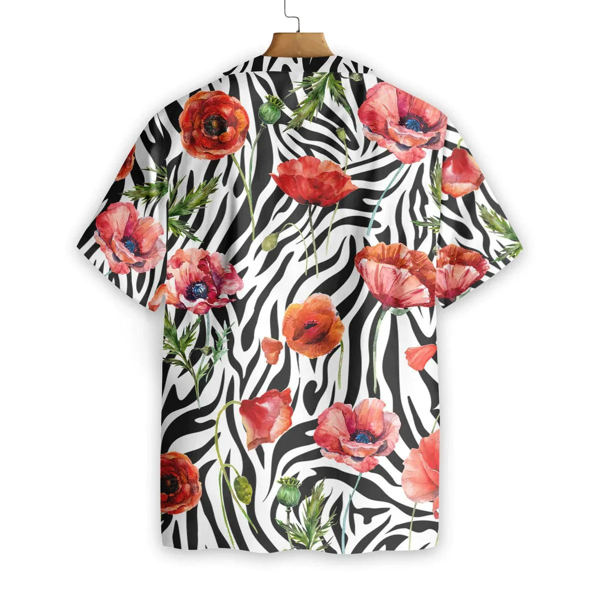 Poppy Hawaiian Shirt, Poppy Zebra Watercolor Painting Art Hawaiian Shirt, Colorful Summer Hawaiian Shirt - Perfect Gift For Men Women, Friends, Family - Image 2