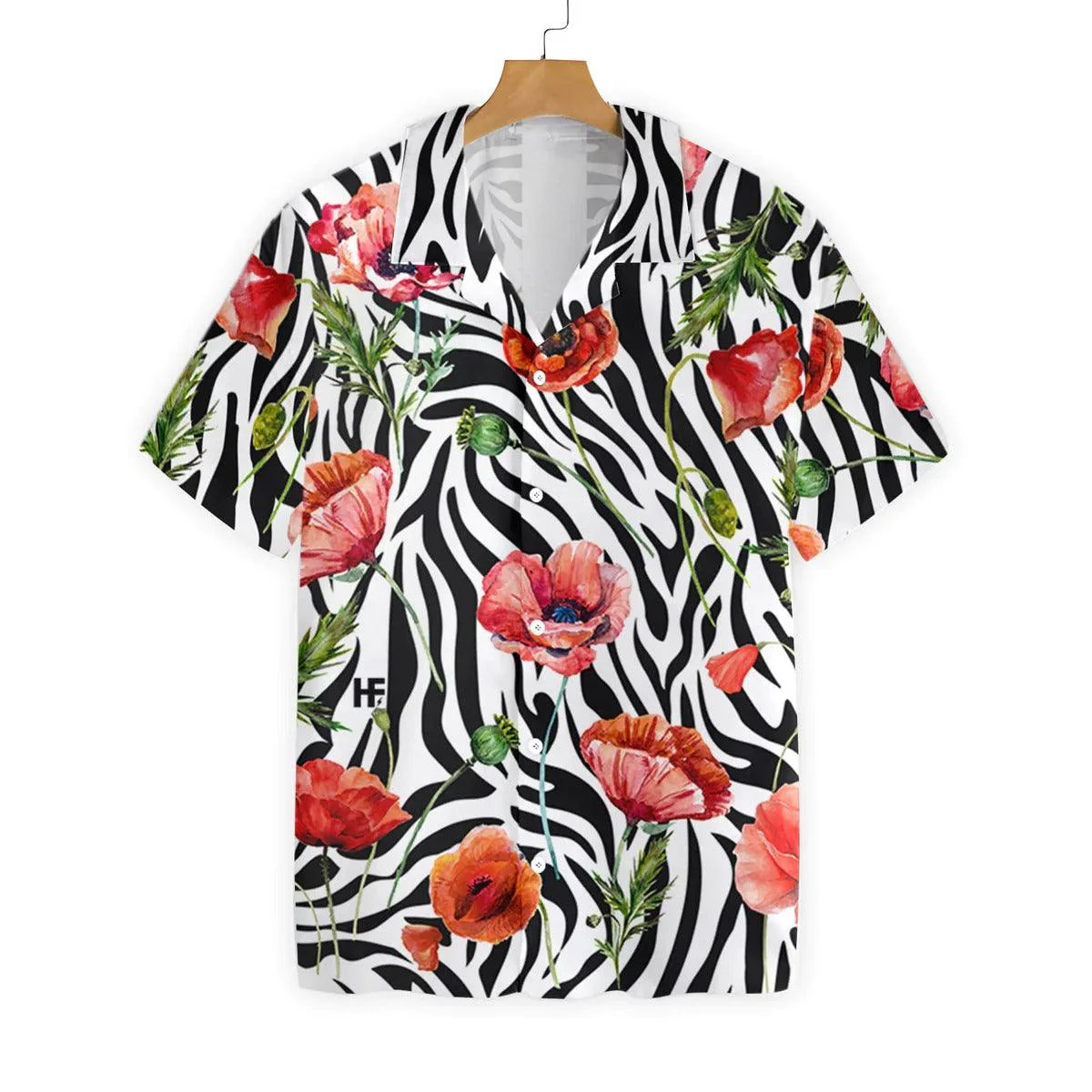 Poppy Hawaiian Shirt, Poppy Zebra Watercolor Painting Art Hawaiian Shirt, Colorful Summer Hawaiian Shirt - Perfect Gift For Men Women, Friends, Family - Image 3