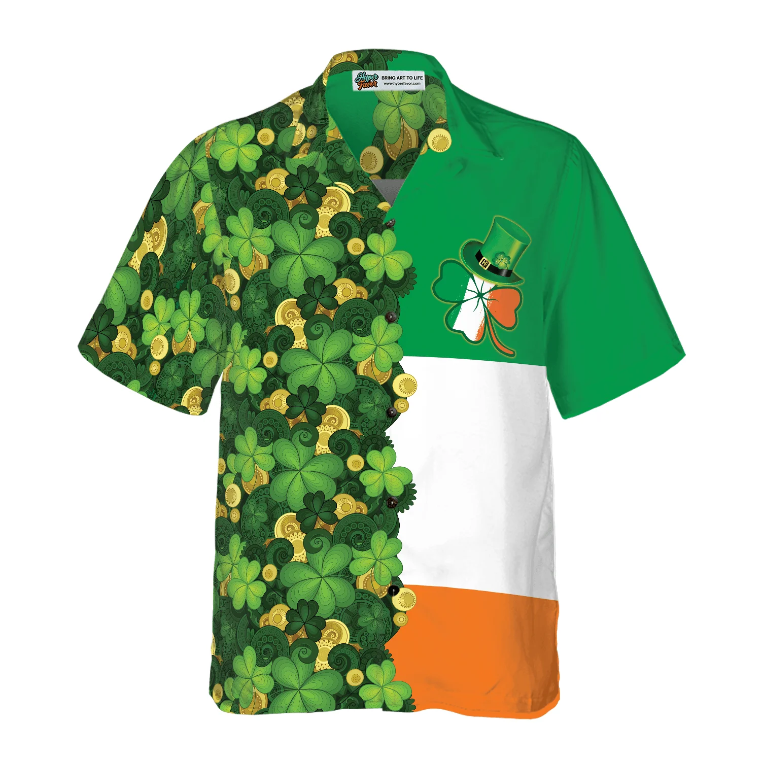 Products Gold Coins Shamrock Saint Patrick's Day Irish Ireland Flag Hawaiian Shirt, Colorful Summer Aloha Shirts For Men Women, Perfect Gift For Husband, Wife - Image 2