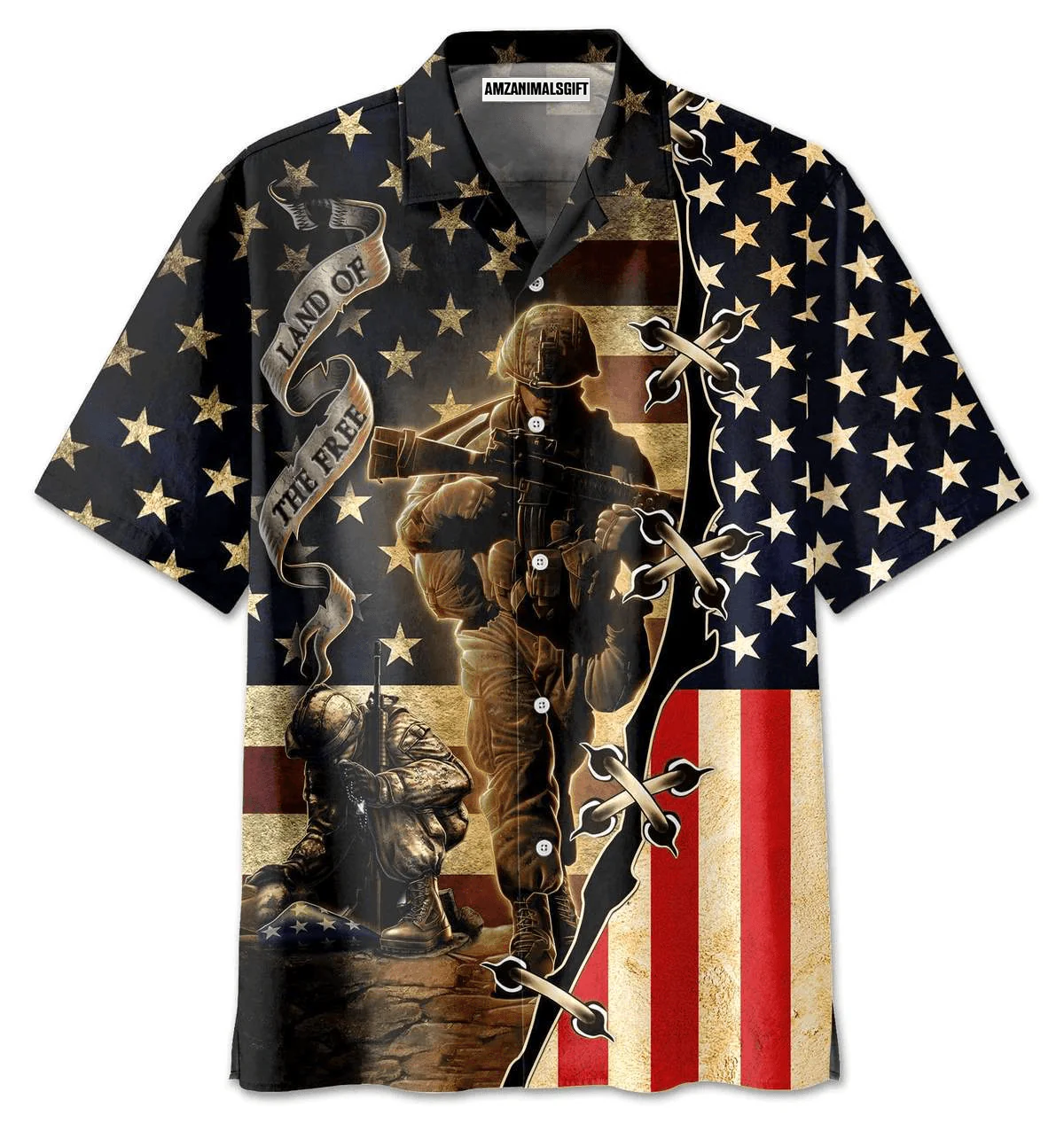 Proud American Veteran US Flag Land Of The Free Aloha Hawaiian Shirts For Men Women, 4th Of July Gift For Summer, Friend, Family, Independence Day