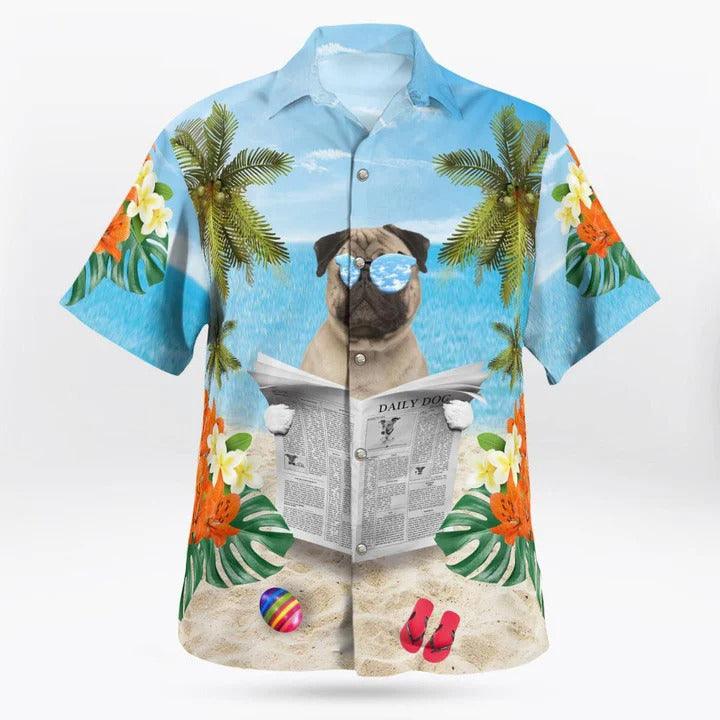 Pug Aloha Hawaiian Shirt - Summer Beach Tropical Leaves Hawaiian Shirt For Summer - Perfect Gift For Dog Lovers Friend, Family