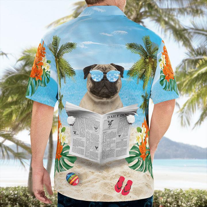 Pug Aloha Hawaiian Shirt - Summer Beach Tropical Leaves Hawaiian Shirt For Summer - Perfect Gift For Dog Lovers Friend, Family - Image 3