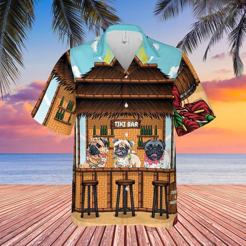 Pug Aloha Hawaiian Shirt - Tropical Leaves House Hawaiian Shirt, Tiki Bar Holiday Beach Hawaiian Shirt For Men & Women, Pug Lover - Image 3