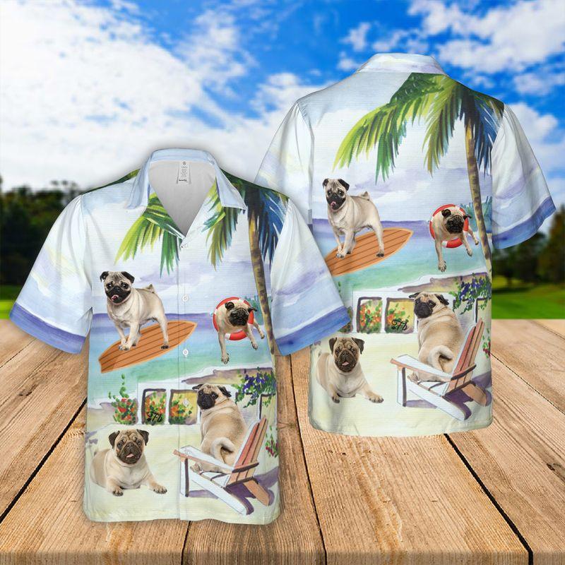 Pug Aloha Hawaiian Shirts For Summer - Dog Art Hawaiian Set Vacation Outfits For Men Women - Gift For Dog Lovers, Dog Mom Dad, Dog Owner - Image 2