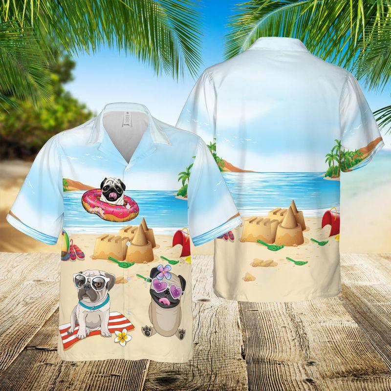 Pug Aloha Hawaiian Shirts For Summer, Dog Beach Theme Hawaiian Set Holiday For Men Women, Gift For Dog Lovers, Dog Owner, Dog Mom Dad - Image 2