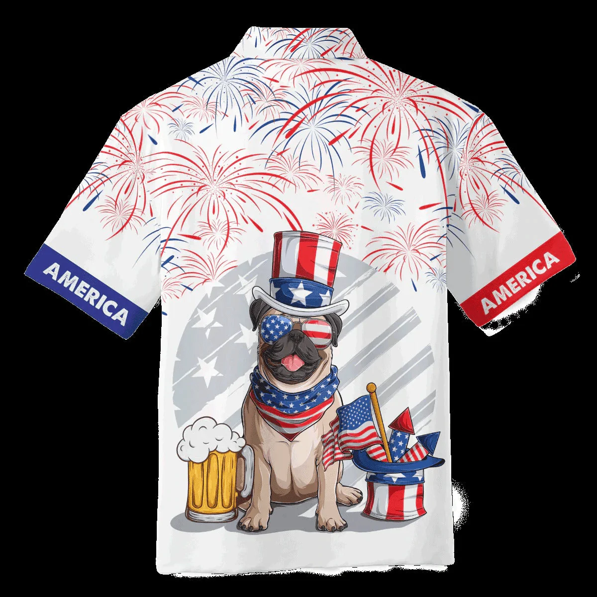 Pug And Beer Aloha Hawaiian Shirts For Summer, Pug Dog Independence Day Aloha Hawaiian Shirt For Men Women, Fourth Of July Apparel Gift For Dog Lovers - Image 2
