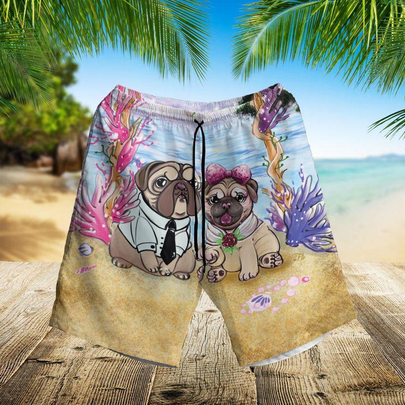 Pug Couple Aloha Hawaiian Shirts For Summer, Dog Valentine Couple Pug Lady Pug Dad Hawaiian Set For Men Women, Gift For Friend, Family, Dog Lovers - Image 3