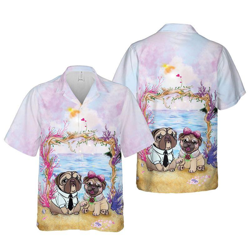 Pug Couple Aloha Hawaiian Shirts For Summer, Dog Valentine Couple Pug Lady Pug Dad Hawaiian Set For Men Women, Gift For Friend, Family, Dog Lovers - Image 5